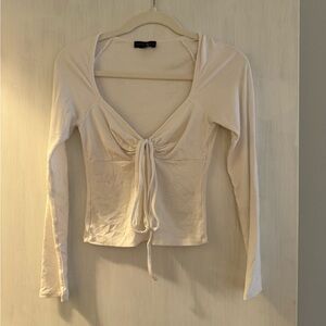 Cotton Candy LA White Tie-Front Blouse